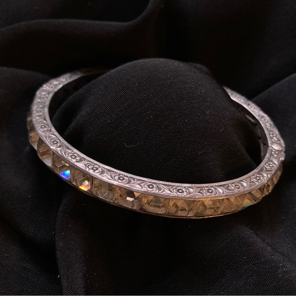 Fabulous Art Deco channel set crystals in sterling - Picture 3 of 5